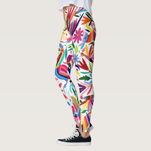 Kleurrijke Otomi-printer, Floral/Animal Pattern Leggings (Links)