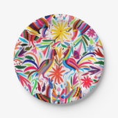 Kleurrijke Otomi-printer, Floral/Animal Pattern Papieren Bordje (Voorkant)