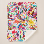 Kleurrijke Otomi-printer, Floral/Animal Pattern Sherpa Deken (Voorkant)