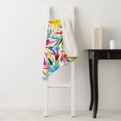 Kleurrijke Otomi-printer, Floral/Animal Pattern Sherpa Deken (In situ)