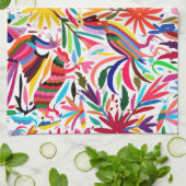 Kleurrijke Otomi-printer, Floral/Animal Pattern Theedoek (Gevouwen)