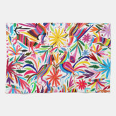 Kleurrijke Otomi-printer, Floral/Animal Pattern Theedoek (Horizontaal)