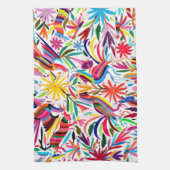 Kleurrijke Otomi-printer, Floral/Animal Pattern Theedoek (Verticaal)