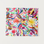 Kleurrijke Otomi-printer, Floral/Animal Pattern Wandkleed (Voorkant (horizontaal))