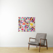 Kleurrijke Otomi-printer, Floral/Animal Pattern Wandkleed (In Situ (horizontaal))