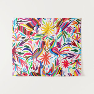 Kleurrijke Otomi-printer, Floral/Animal Pattern Wandkleed
