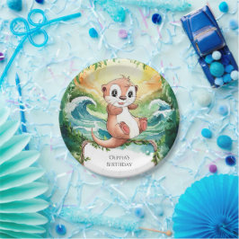 Kleurrijke Otter Verjaardag voor kinderen Papieren Bordje