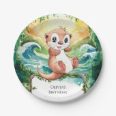 Kleurrijke Otter Verjaardag voor kinderen Papieren Bordje (Voorkant)