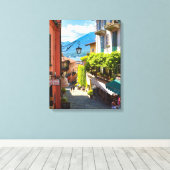 Kleurrijke oude centrum steeg in Bellagio Canvas Afdruk (Insitu (Houten vloer))