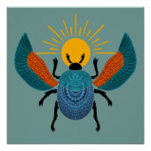 Kleurrijke oude Egyptische sjab die de zon rolt Perfect Poster (Voorkant)