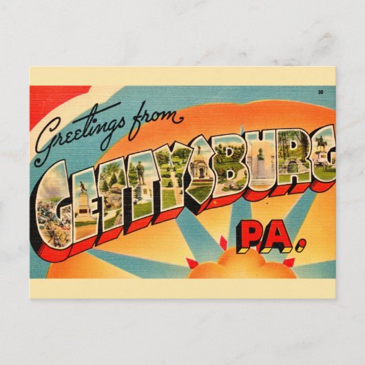 Kleurrijke Oude Gettysburg PA Briefkaart (Voorkant)