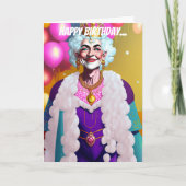 Kleurrijke oude koningin grappige gay verjaardag kaart (Voorkant)