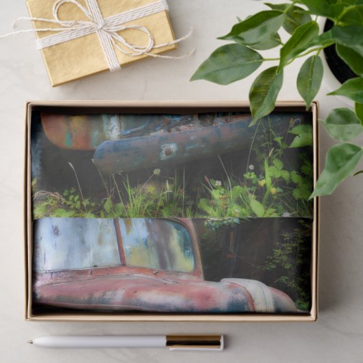 Kleurrijke oude roestige vrachtwagen tissuepapier (Geschenk)