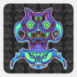 Kleurrijke oude ruimte idol v3.1 vierkante sticker