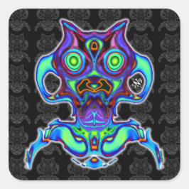 Kleurrijke oude ruimte idol v3.1 vierkante sticker