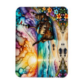 Kleurrijke oude scheepswrak strand bloemen en luch magneet (Verticaal)