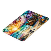 Kleurrijke oude scheepswrak strand bloemen en luch magneet (Linkerzijde)