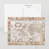 Kleurrijke oude Wereldkaart Briefkaart (Voorkant / Achterkant)