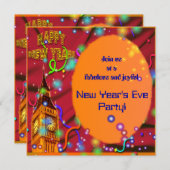 Kleurrijke Oudejaarsuitnodiging Kaart (Voorkant / Achterkant)