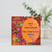 Kleurrijke Oudejaarsuitnodiging Kaart (Staand voorkant)