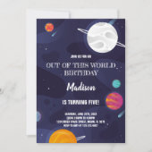 Kleurrijke Outer Space Theme voor Kids’ Party Kaart (Voorkant)
