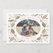 Kleurrijke Ovale Foto met Oude Kerstbessen Feestdagenkaart (Voorkant)