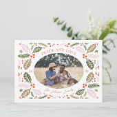 Kleurrijke Ovale Foto met Oude Kerstbessen | Helde Feestdagenkaart (Staand voorkant)