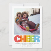 Kleurrijke Overlappende CHEER Kerstwens Foto Feestdagenkaart (Voorkant)
