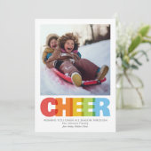 Kleurrijke Overlappende CHEER Kerstwens Foto Feestdagenkaart (Staand voorkant)