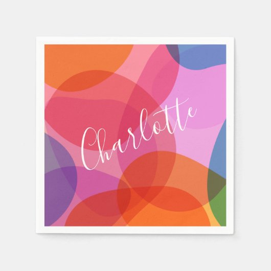 Kleurrijke overlappende cirkels Gepersonaliseerde Servet (Voorkant)
