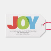 Kleurrijke overlappende JOY Christmas Wish Cadeaulabel (Voorkant (Horizontaal))