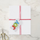 Kleurrijke overlappende JOY Christmas Wish Cadeaulabel (Met Touw)