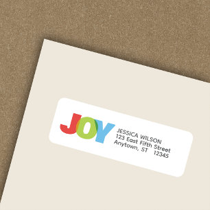 Kleurrijke overlappende JOY Holiday Retouradres Etiket