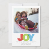 Kleurrijke Overlappende JOY Kerstwens Foto Feestdagenkaart (Voorkant)