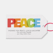 Kleurrijke overlappende Peace Christmas Wish Cadeaulabel (Voorkant (Horizontaal))