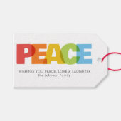 Kleurrijke overlappende Peace Christmas Wish Cadeaulabel (Voorkant (Horizontaal))