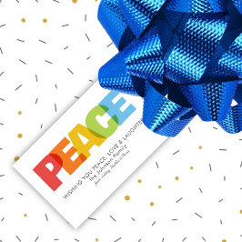 Kleurrijke overlappende Peace Christmas Wish Cadeaulabel