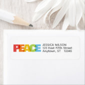 Kleurrijke overlappende PEACE Holiday Retouradres Etiket (Insitu)