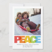 Kleurrijke Overlappende VREDE Kerstwens Foto Feestdagenkaart (Voorkant)