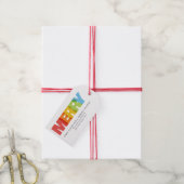 Kleurrijke overlappende vrolijke kerstwens cadeaulabel (Met Touw)