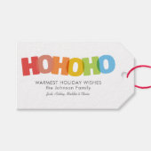 Kleurrijke Overlapping HO HO HO Kerst Wens Cadeaulabel (Voorkant (Horizontaal))