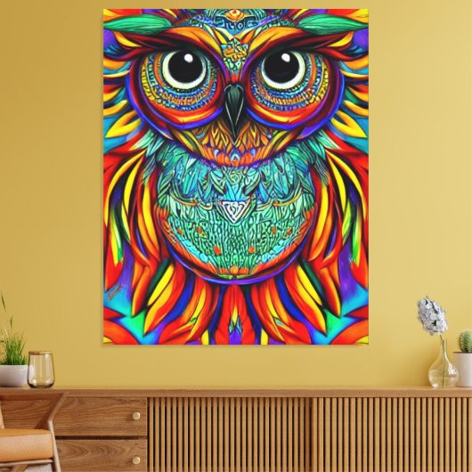 Kleurrijke Owl Canvas afdrukken (Insitu (Woonkamer))