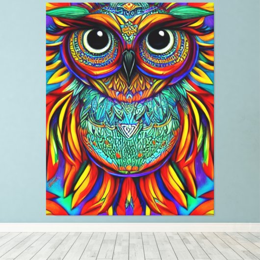 Kleurrijke Owl Canvas afdrukken (Insitu (Houten vloer))