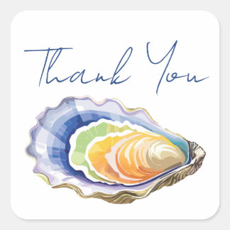 Kleurrijke Oyster Waterverf Dank u Vierkante Sticker
