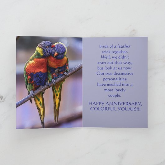 KLEURRIJKE PAAR JUBILEUM KAART (Binnen)