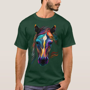 Kleurrijke Paard Gezicht Mooie Ruitersport Crazy P T-shirt