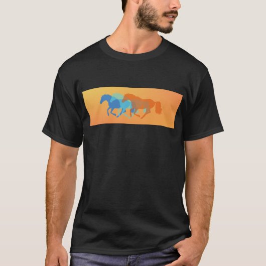 Kleurrijke paarden hardlopen t-shirt (Voorkant)
