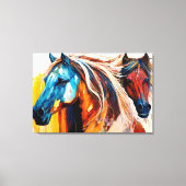 Kleurrijke Paarden Levendig Kunst Canvas Afdruk (Voorkant)