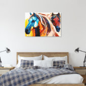 Kleurrijke Paarden Levendig Kunst Canvas Afdruk (Insitu (Slaapkamer))
