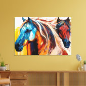 Kleurrijke Paarden Levendig Kunst Canvas Afdruk (Insitu (Woonkamer))